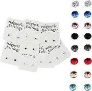 [Emivery] 3mm Crystal Magnetic Stud Earring Magnet Nose Ear Lip Stud Non Piercing Tragus Nose Stud 8 Pairs/Pack (8 Pairs Multi)