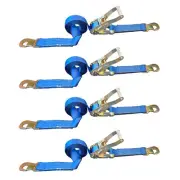 USA 4 Pack 2" x 8' Ratchet Tie Down Strap w/Flat Snap Hook Car Hauler Tow Truck