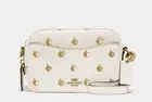 NWT COACH MINI CAMERA BAG 16 In Leather With Apple PRINT 1013 Brass/Chalk New
