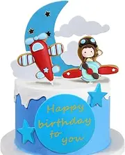 Plane Cake Topper, Planes for Birthday Cake Decorating Topper, Cloud Plane Theme Birthday Party, Birthday Decoration for Boys, Aeroplane Cupcake for Children's Party, Baby Birthday Party