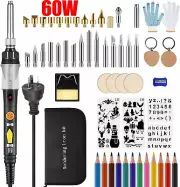 Pyrography Soldering Iron Set 60W Station Temperature Adjust DIY Handicrafts AU