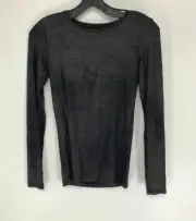 $140 Neiman Marcus Women Black Glitter Soft Touch Sparkle Long Sleeve Top Size 1