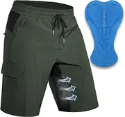 [Hiauspor] Men's MTB Shorts Padded Mountain Bike Trousers with Padding Cycling Shorts Men's Breathable Cycling Shorts Outdoor Quick-Drying Cycling Shorts