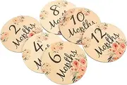 ERINGOGO Floral Baby Milestone Wooden Sign 6pcs Monthly Milestone Cards for Newborns Photo Prop Dec