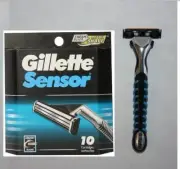 10 Gillette Sensor Razor Blades Cartridges Refills Shaver Handle Fit Excel 3 5