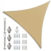 COLOURTREE Shade Sail 28' Patio Equilateral w/Triangle Kit Tiltable Sand Beige