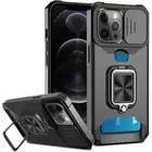 For Apple iPhone 13/12 Pro Max Samsung S22 Case w/Card Holder&Stand&Camera Cover
