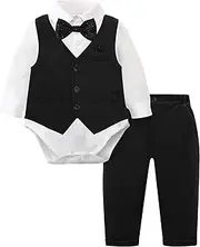 [mintgreen] Baby Suit Boy, 3 Pieces Formal Outfit Christening Suit Gentleman Tuxedo Shirt & Vest + Trousers