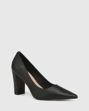 Serena Black Leather Pump