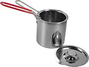 Ciieeo 1Set Stainless Steel Deep Fryer Pot with Strainer Ergonomic Handle for Home Kitchen Cooking for Tempura and Deep Frying with Basket and Lid