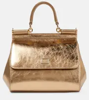 [Dolce & Gabbana] Dolce & Gabbana Sicily Small metallic leather tote bag One Size gold