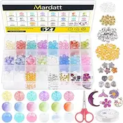 Mardatt 627Pcs Crystal Bracelets Making Kit Includes 8mm Acrylic Beads with Crystals Charms and Friendship Bracelet Beads, Elastic String and Other Accessory for DIY Craft Necklace Beading Supplies