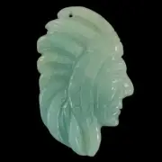 BG19034# Hand Carved Unique American Indian Amazonite Pendant Bead Gemstone