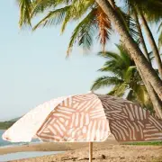 New Designer Lightweight Beach Umbrella With Tassels Tilt Function Carry Bag