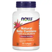 2 X Now Foods, Natural Beta Carotene, 25,000 IU, 180 Softgels