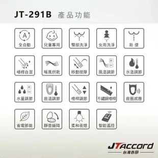 【JTAccord 台灣吉田】 JT-291B儲熱式省電溫水洗淨免治馬桶便座(遙控標準版型/未含安裝)