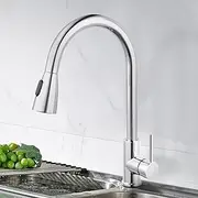 ACA International WELS Kitchen Mixer Tap 2 Modes Spray Kitchen Taps 360° Swivel Laundry Sink Faucet Taps Solid Brass WELS Watermark Certifated(Polished Chrome)