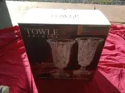 Hurricane Candle Holders 24% Lead Crystal Matching Pair Glass Matching