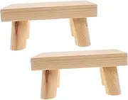 BUTIFULSIC 2pcs Wooden Step Stool Footstool for Kitchen and Bathroom Smooth Edges for Safety Easy to Clean for Shoe Changing and Bedside Use