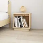Wooden Nightstand Cabinets 2 Pcs Solid Wood Pine Furniture Bedside Table Set