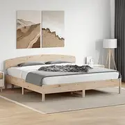 King Size Bed Frame Without Mattress, 183 x 203 cm, Solid Pine Wood with Slats and Headboard Support, Modern Bedroom Furniture – Durable and Stylish Bed Base, Assembly Required