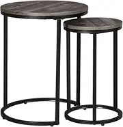[Signature Design by Ashley] Briarsboro Accent Table - Set of 2 - Nesting - Contemporary - Black/Gray, Set of Two