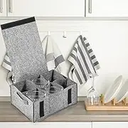 Plate Storage Container Plate and Cup Storage with Side Sturdy Handles Enduring Cup Organizer Box Portable Plate and Cup Storage for Motorhome Caravan (Light Gray)