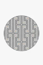 185' Round | Machine Washable Runner Rug | Kid & Pet Friendly | Indoor Rug | Jonathan Adler Greenwich Grey Rug | Ruggable