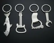 4pcs Set Guitar Wrench Shark Big Foot Shape Keychains Smooth Beer Bottle Openers