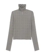 Saint Laurent Tartan Sheer Top FR36,FR38,FR42 Gray