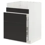 METOD / MAXIMERA base cb f HAVSEN snk/3 frnts/2 drws, white/Nickebo matt anthracite, 60x60x80 cm