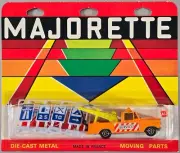 Vintage Majorette #351 Dodge D Pickup Tow Truck w/ Traffic Signs / Rare Card