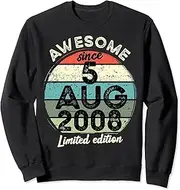 [X.Style] 15 Year Old Birthday Tshirt 5 August 2008 15th Birthday Sweatshirt ds266 Sweater (S) Black