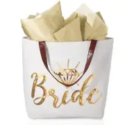 Wedding Canvas Tote Bag and 4 Sheets Gift Wrapping Tissue Paper Sequin Bridal...