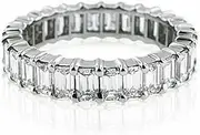 [HEARTS AND YOU] 4ct Emerald Cut Moissanite Full Eternity Wedding Band White Gold Plated Stylish