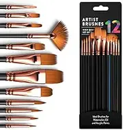 AnnuoYi Paint Brushes Set，Oil Paint Brushes，Watercolor Brush Set，Suitable for Acrylic Painting/Oil/Watercolor/Art Painting/Face Painting/Detailing/Model Craft Art Painting (12 Pcs)