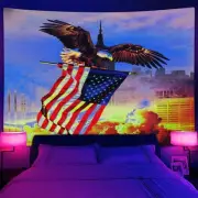 Large Wall Art Blacklight US Poster UV Reactive Tapestry Wall Hanging Fabric