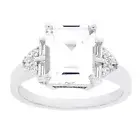 Emerald Cut Created White Sapphire and Topaz Ring in Sterling Silver - Size 7
