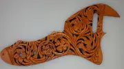 Leather pickguard Fender thinline hand tooled and dyed "Floral Riffs" 4 leaf