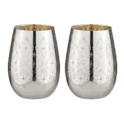 2PK Estelle Metallic 500ml/11cm Stemless Glass Water/Juice Drinking Cup Silver