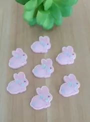 7 Piece Easter Bunny Resin Flat Backs Cobochon Cupcake Cake Topper Easter Crafts