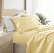 Linen Market Double-Brushed Patterned Microfiber Queen Sheet Set 4 Piece – Oeko-TEX Certified Ultra Soft & Wrinkle-Free - 16" Deep Pocket Sheets - Easy Care Queen Size - Honeycomb Yellow