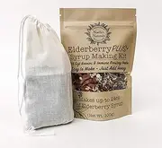 Elderberry Plus+ Syrup Making Kit - Makes 24oz - Just Add Your Own Honey - Natural and Organic Ingredients - Includes Free Brew Bag