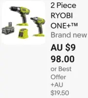 2PC RYOBI ONE+ 18V Cordless Impact Driver & Drill Driver Combo + 4Ah Battery Kit