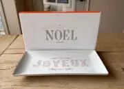 Le Creuset Noel Collection 11in Joyeux Hostess Decals Tray White Red NIB