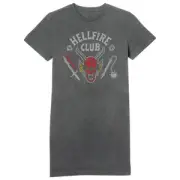 Stranger Things Hellfire Club Vintage Women's T-Shirt Dress - Black Acid Wash
