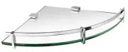 Mount-It! Corner Wall Mounted Glass Shelf with Rail | For Bathroom and Cabinet
