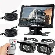 7'' Monitor 2 Reversing Camera Waterproof Car Rear View Kit for Truck Caravan