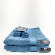 DKNY Oversize 34" x64" (2) Bath Sheets (4) Wash 6Pc Blue 100% Cotton Towels New