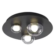 Luna 3L LED Flush Ceiling Lights Black | Marden Designer